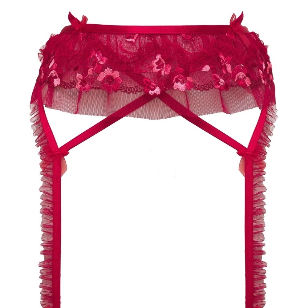 NWT For Love and Lemons Red Hearts Garter Belt Small